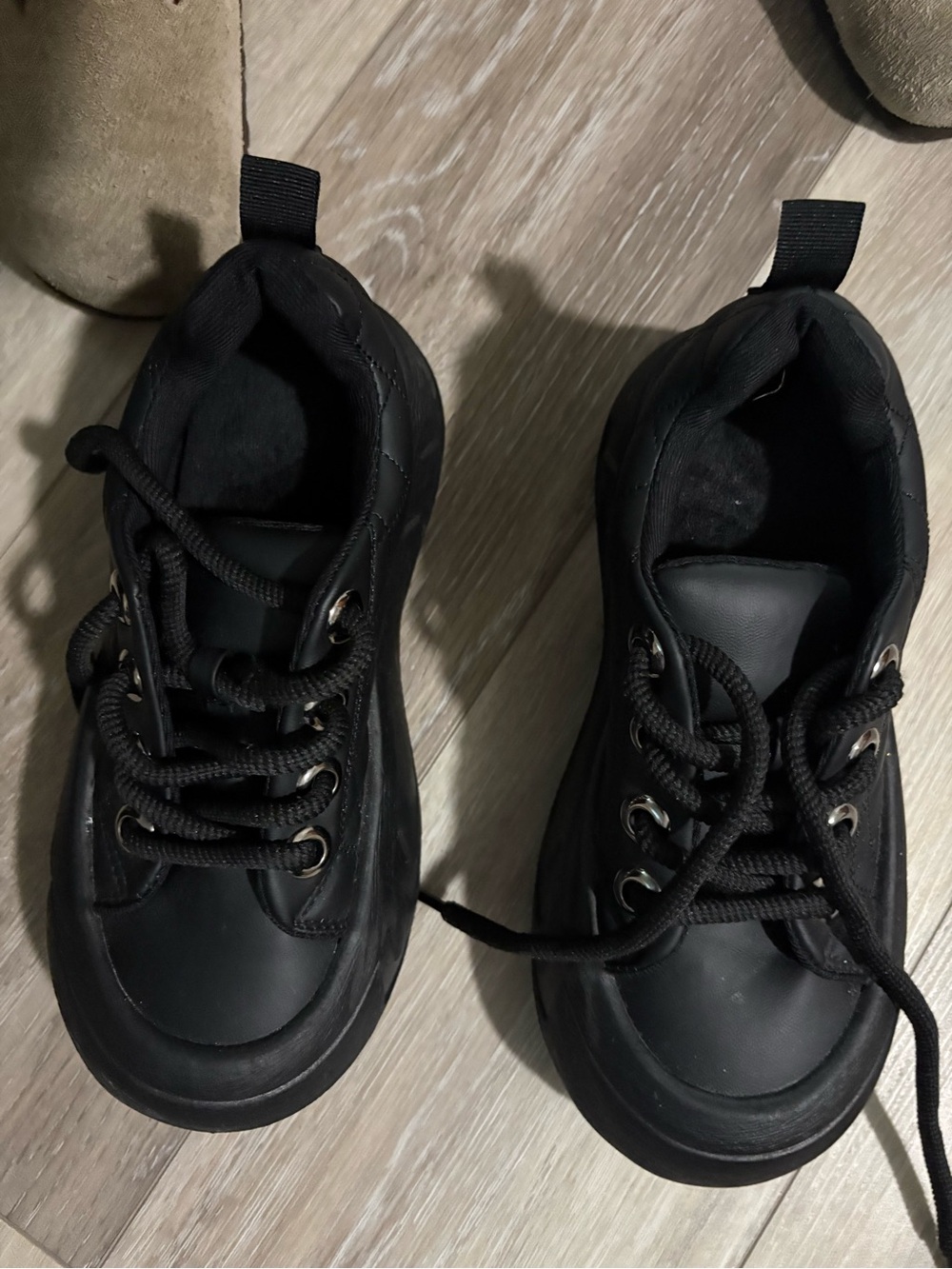 Women's Black Platform Lace-Up Sneakers